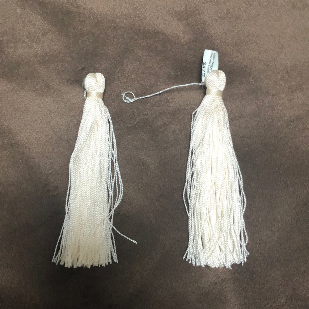 White tassel earrings